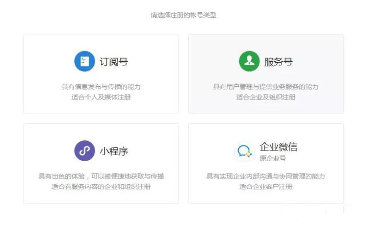 微信公众平台类型